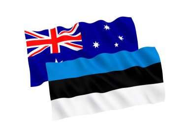 Beyaz bir arka plan üzerinde Avustralya ve Estonya bayrakları