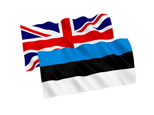 Прапори Естонії і Великобританії на білому фоні — стокове фото