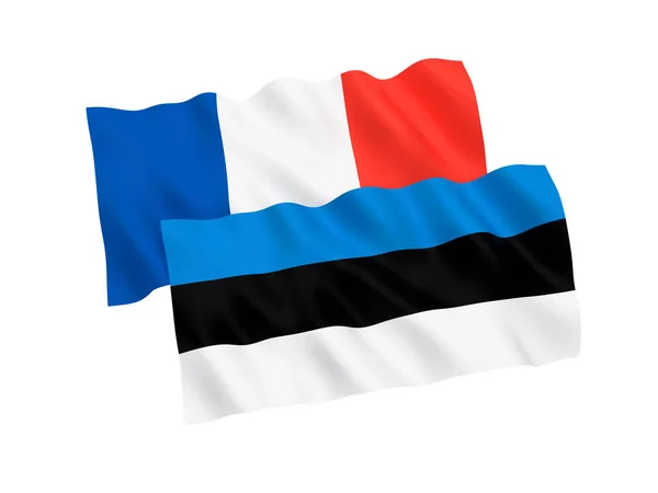 Banderas de Francia y Estonia sobre fondo blanco —  Fotos de Stock