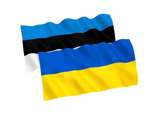 흰색 바탕에 우크라이나와 에스토니아의 깃발 — 스톡 사진
