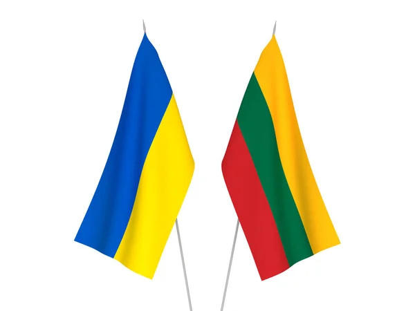 Bandeiras da Ucrânia e da Lituânia — Fotografia de Stock