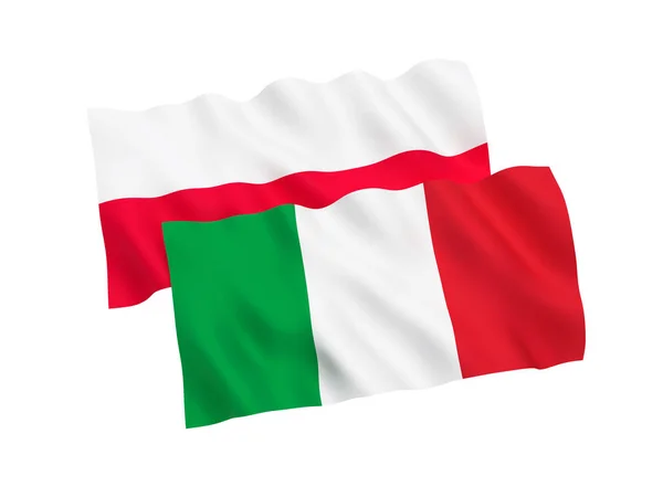Banderas de Italia y Polonia sobre fondo blanco — Foto de Stock