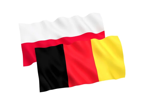 Flaggen Belgiens und Polens auf weißem Hintergrund — Stockfoto