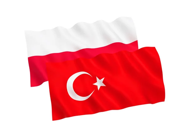 Lijst van vlaggen van Turkije en Polen op een witte achtergrond — Stockfoto