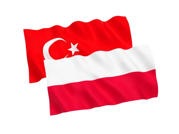 Banderas de Turquía y Polonia sobre fondo blanco —  Fotos de Stock