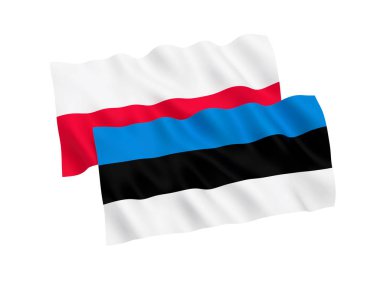 Estonya ve Polonya bayrak beyaz bir arka plan üzerinde