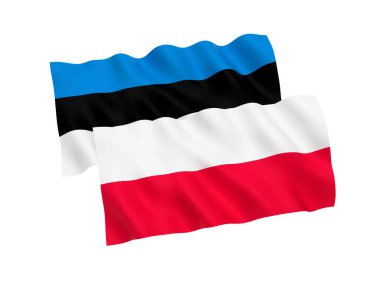 Estonya ve Polonya bayrak beyaz bir arka plan üzerinde