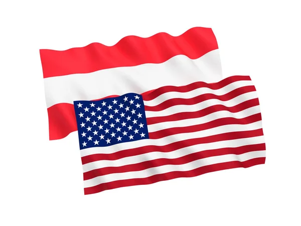 Flagi Ameryki i Austria na białym tle — Zdjęcie stockowe