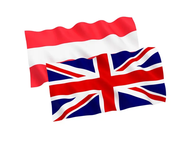 Флаги Австрии и Великобритании на белом фоне — стоковое фото