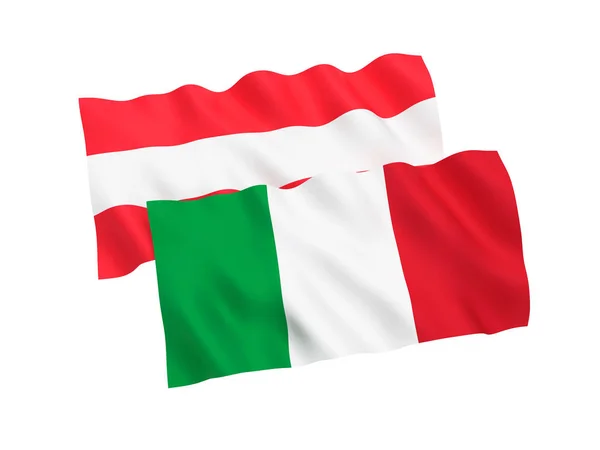 Прапори Італії та Австрії на білому фоні — стокове фото
