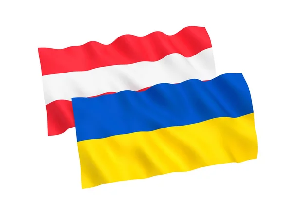 Flags of Ukraine and Austria on a white background — Stock Photo, Image