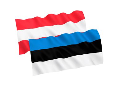 Beyaz bir arka plan üzerinde Estonya ve Avusturya bayrağı