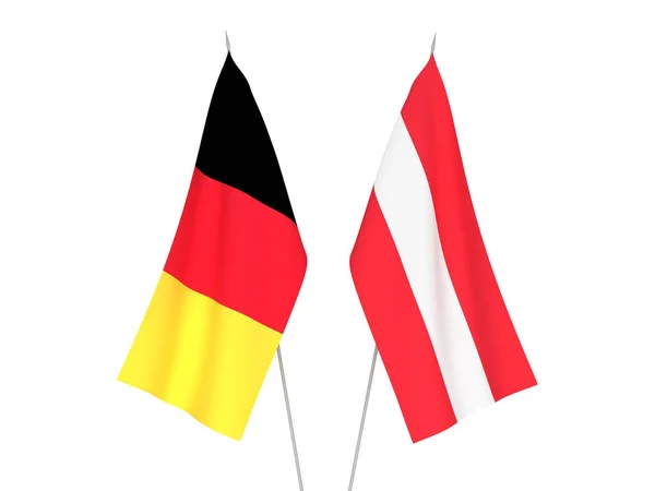 Belgien och Österrike flaggor — Stockfoto