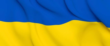 Ulusal kumaş dalga yakından Ukrayna bayrağı