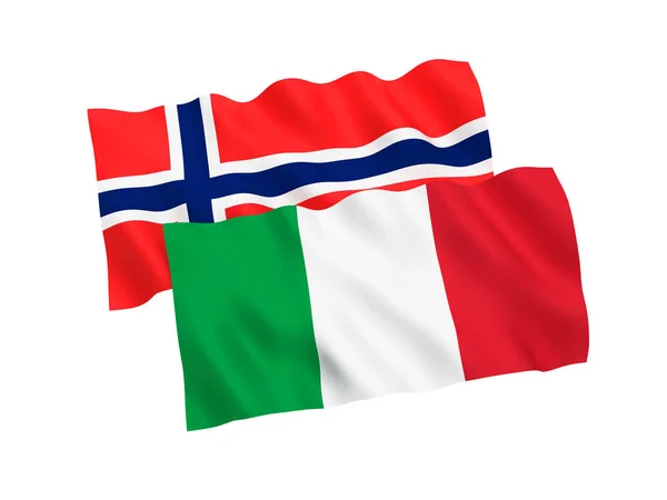 Flags of Italy and Norway on a white background