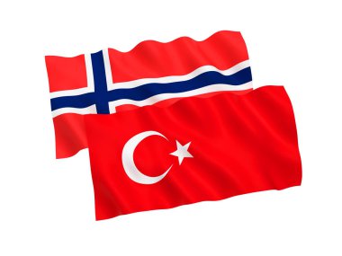 Beyaz bir arka planda, Türkiye ve Norveç bayrakları