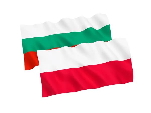 Lijst van vlaggen van Polen en Bulgarije op een witte achtergrond — Stockfoto