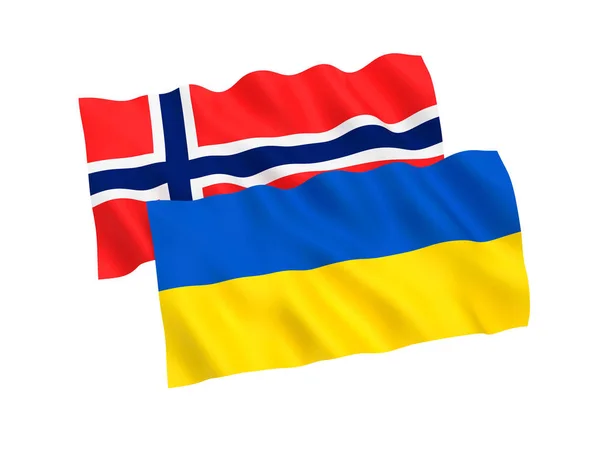 Флаги Украины и Норвегии на белом фоне — стоковое фото
