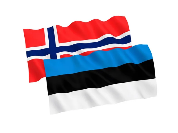 흰색 바탕에 에스토니아와 노르웨이의 깃발 — 스톡 사진