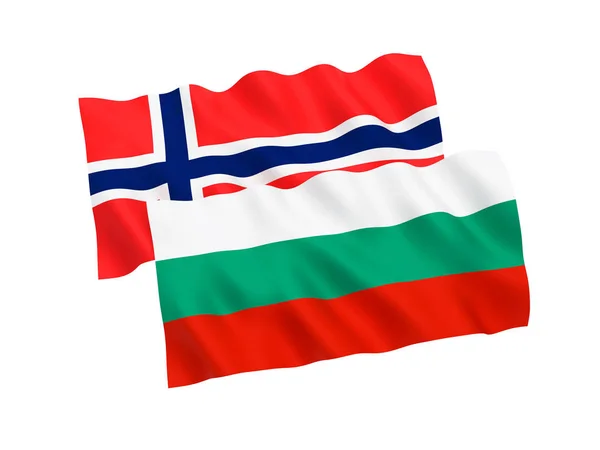 Flags of Bulgaria and Norway on a white background — Stock Photo, Image