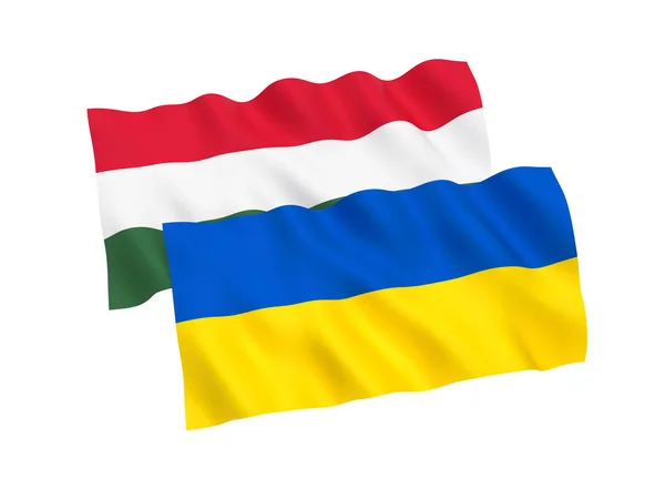 Flags of Ukraine and Hungary on a white background — Stock Photo, Image