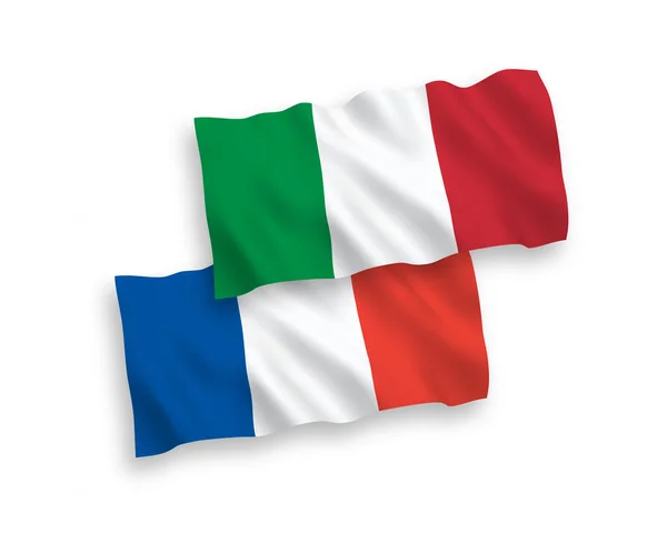 Banderas de Francia e Italia sobre fondo blanco — Vector de stock