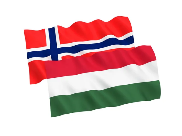 Flags of Hungary and Norway on a white background — Stockfoto