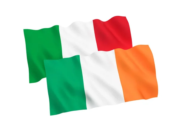 Прапори Італії й Ірландії на білому фоні — стокове фото