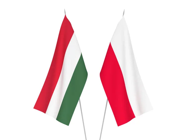 Hongarije en Polen vlaggen — Stockfoto