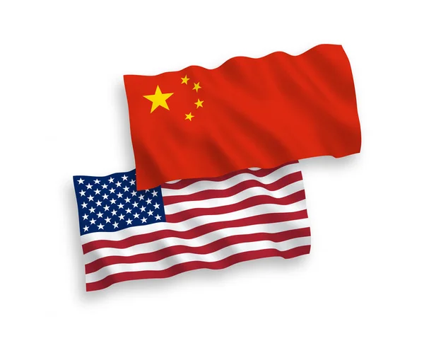中国和美国国旗在白色背景下 — 图库矢量图片