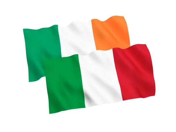 Національна Тканина Прапори Італії Ірландії Ізольовані Білому Тлі Рендеринга Ілюстрації — стокове фото