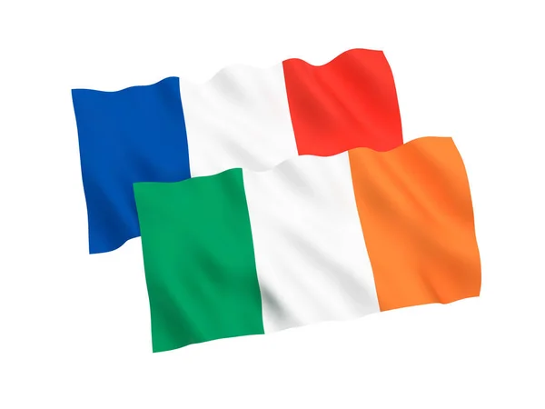 National Fabric Flags France Ireland Isolated White Background Rendering Illustration — Stock Photo, Image