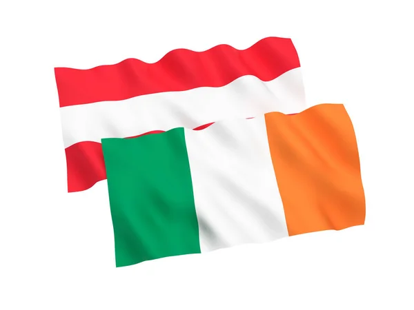 National Fabric Flags Austria Ireland Isolated White Background Rendering Illustration — Stock Photo, Image