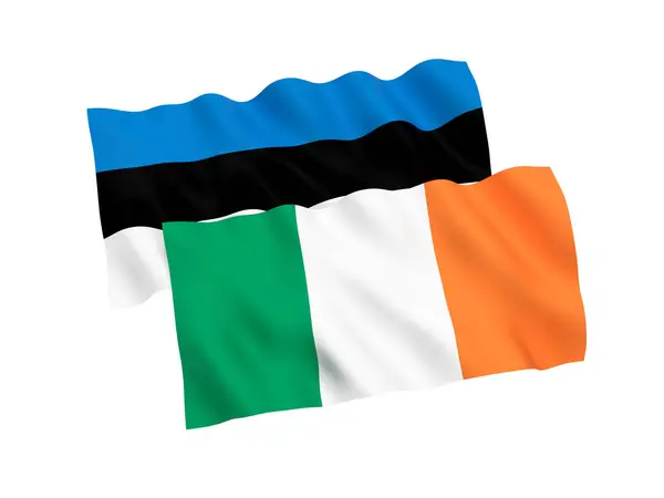 爱沙尼亚和爱尔兰的国家织品旗子查出在白色背景 渲染插图 1至2比例 — 图库照片