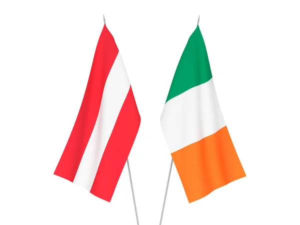 Національна Тканина Прапори Ірландії Австрії Ізольовані Білому Тлі Рендеринга Ілюстрація — стокове фото