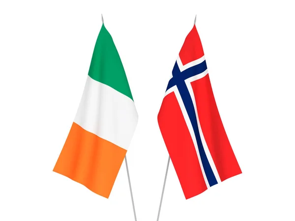 Національна Тканина Прапори Норвегії Ірландії Ізольовані Білому Тлі Рендеринга Ілюстрація — стокове фото
