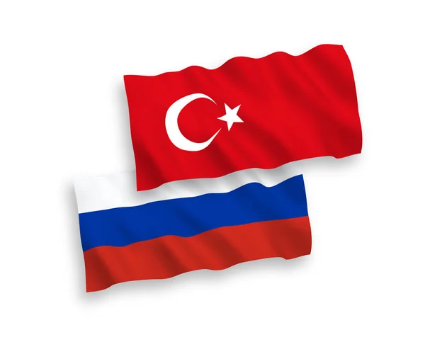 Türkiye ve Rusya bayraklarını beyaz bir arka plan üzerinde — Stok Vektör