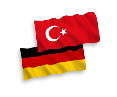 Beyaz bir arka planda, Türkiye ve Almanya bayrakları