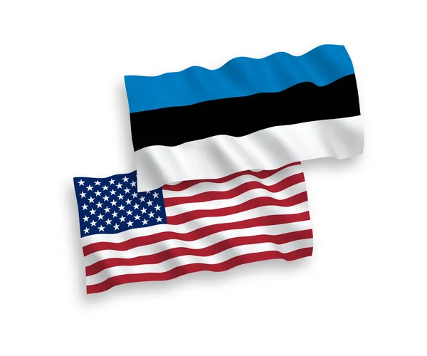 Прапори Естонії та Америки на білому фоні — стоковий вектор