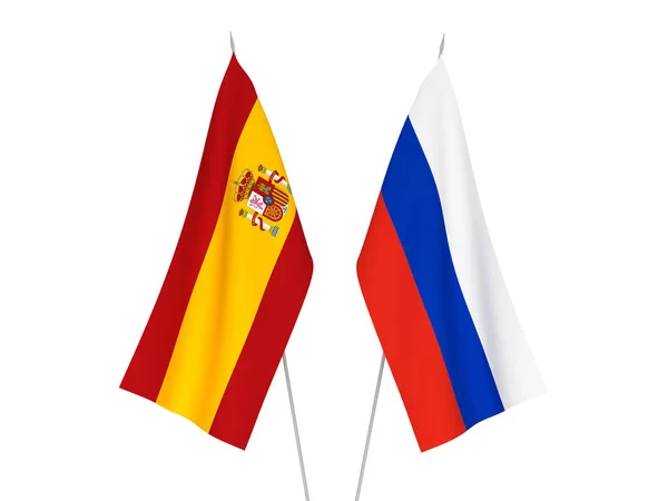 Russia e Spagna bandiere — Foto Stock