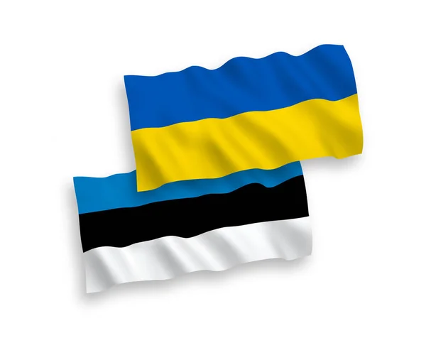 흰색 바탕에 에스토니아와 우크라이나의 깃발 — 스톡 벡터