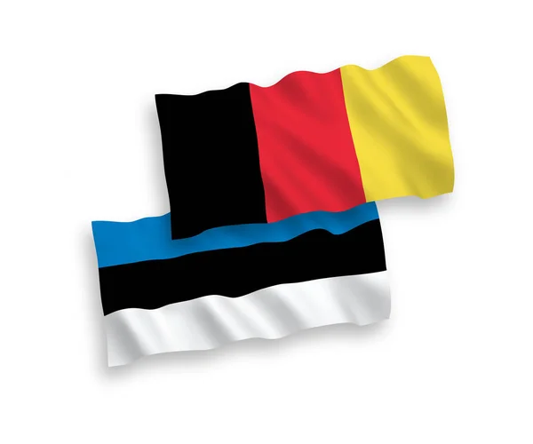 Banderas de Bélgica y Estonia sobre fondo blanco — Vector de stock