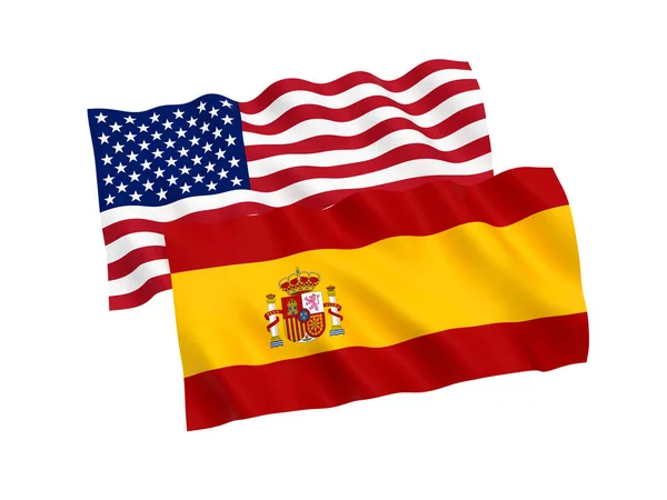 흰색 바탕에 미국과 스페인의 깃발 — 스톡 사진