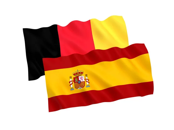 Flags of Belgium and Spain on a white background — Stock Photo, Image