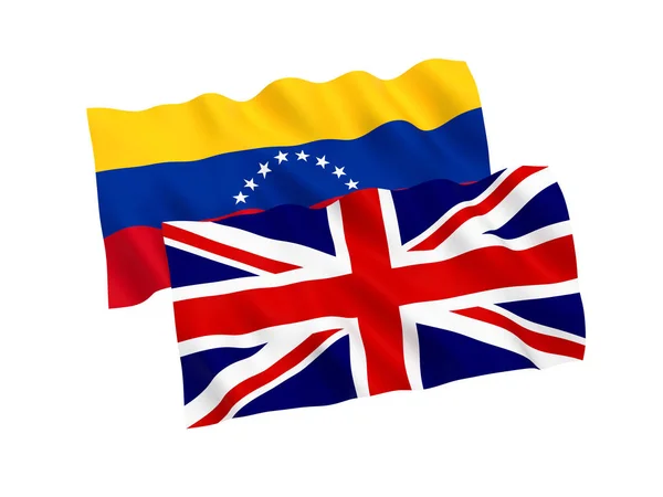 Flags of Venezuela and Great Britain on a white background