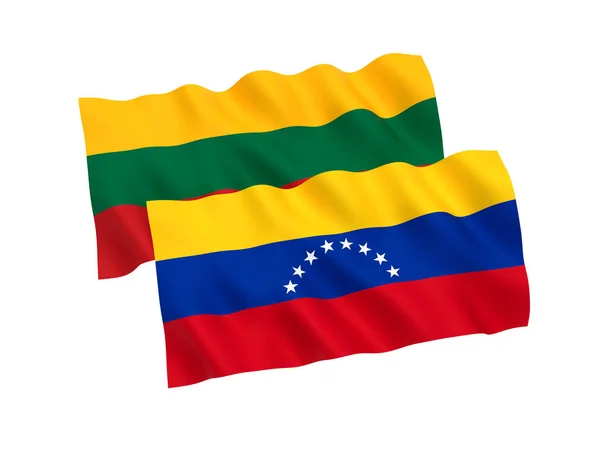 Σημαίες της Βενεζουέλας και της Λιθουανίας σε λευκό φόντο — Φωτογραφία Αρχείου
