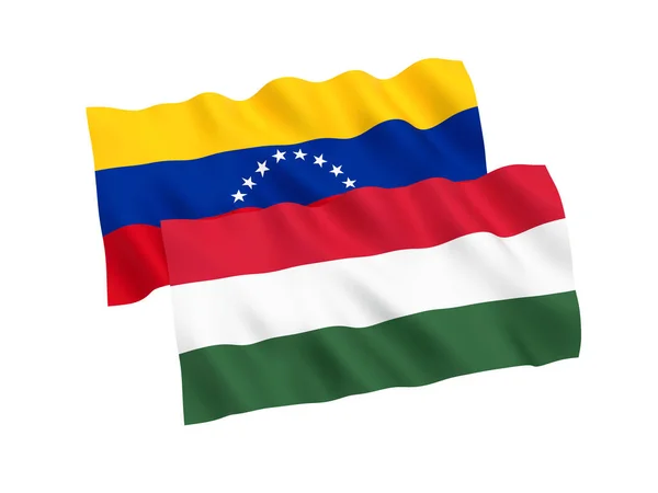 Lijst van vlaggen van Hongarije en Venezuela op een witte achtergrond — Stockfoto