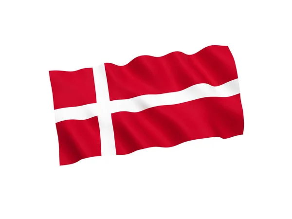 Δανία σημαία σε λευκό φόντο — Φωτογραφία Αρχείου