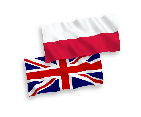 Flags of Poland and Great Britain on a white background — Stock Vector
