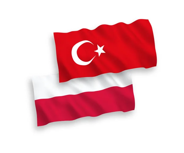 Beyaz bir arka plan üzerinde Türkiye ve Polonya bayrak — Stok Vektör